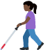 👩🏿‍🦯 woman with white cane: dark skin tone display on Twitter